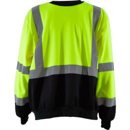 PETRA ROC INC Petra Roc HiVis Crew Neck Sweatshirt, ANSI Class 3, Polar Fleece, Lime/Black, 2XL LBCSW-C3-2X